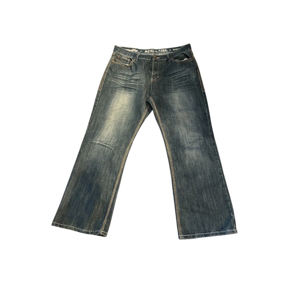 Ring of Fire Men's Blue Boot Cut Jeans Denim‎ Pants Size 38x30